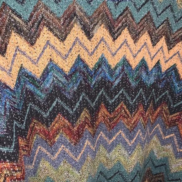 Vintage Cotton Linen Chevron Print Multicolour Crewneck L - Picture 8 of 12